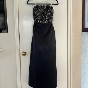 Ann Taylor Black and White Lace Strapless Dress